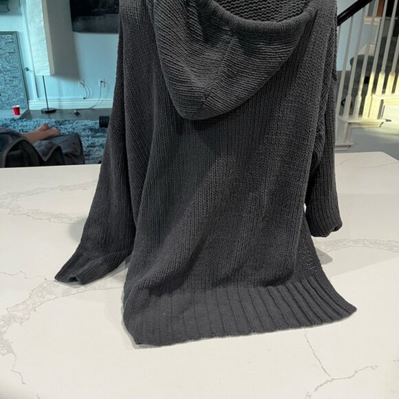 Aerie Charcoal V-Neck Sweater Hooded Size Small Women's Warm Cozy Comfy - Picture 2 of 6